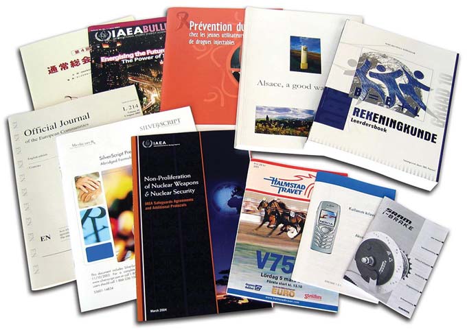 Eleven sample booklets produced by the IBIS Smart-binder