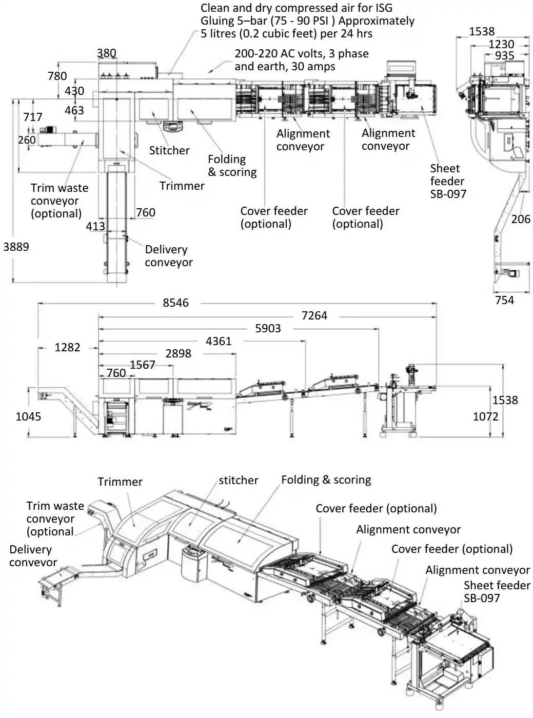 Smart-binder with cover feeder CIF-102, 2nd cover feeder CIF-101 and SB-097 sheet pile feeder