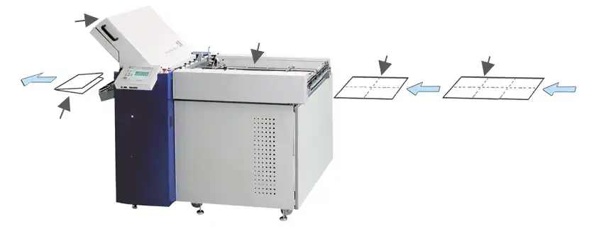 F-200 buckle folder showing sheets fed into and out